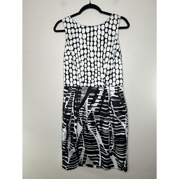 Rabbit Rabbit Rabbit Women Black White Abstract Pockets Dress Size 10 - Picture 1 of 12